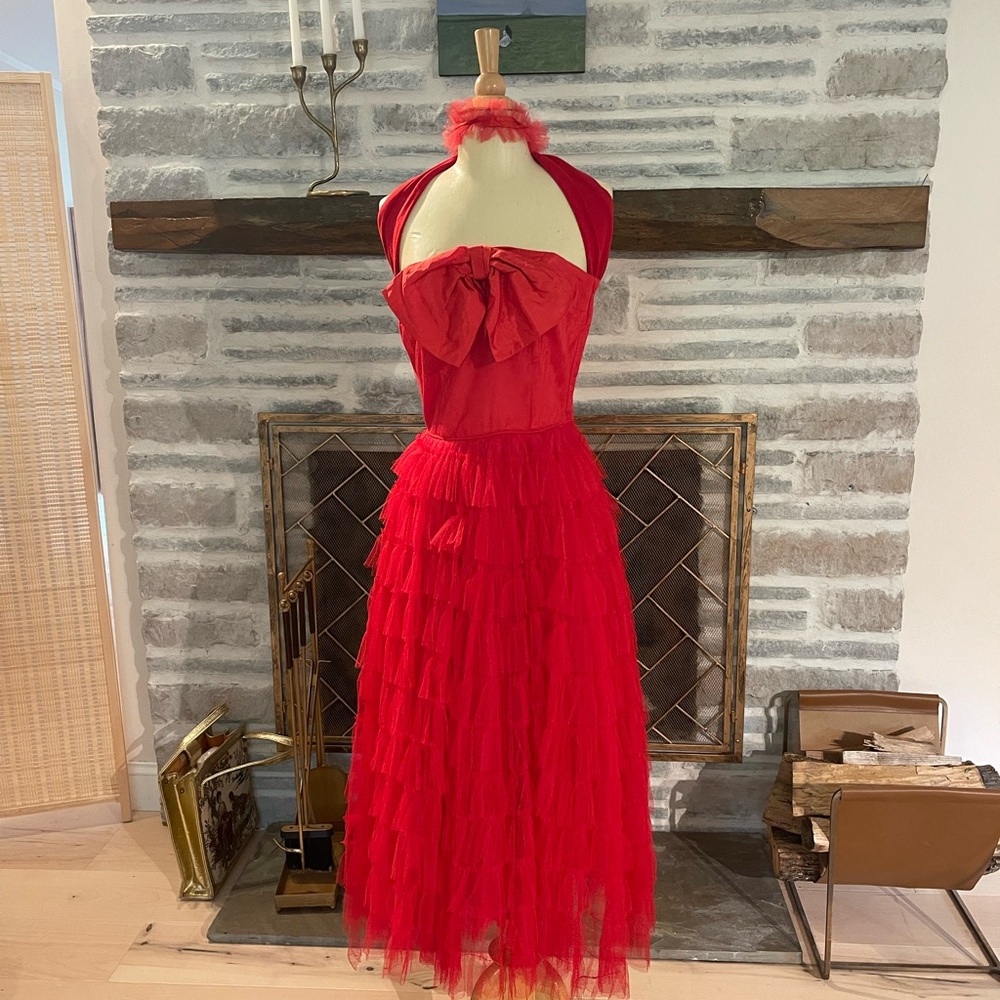 Elegant Red Halter Dress
